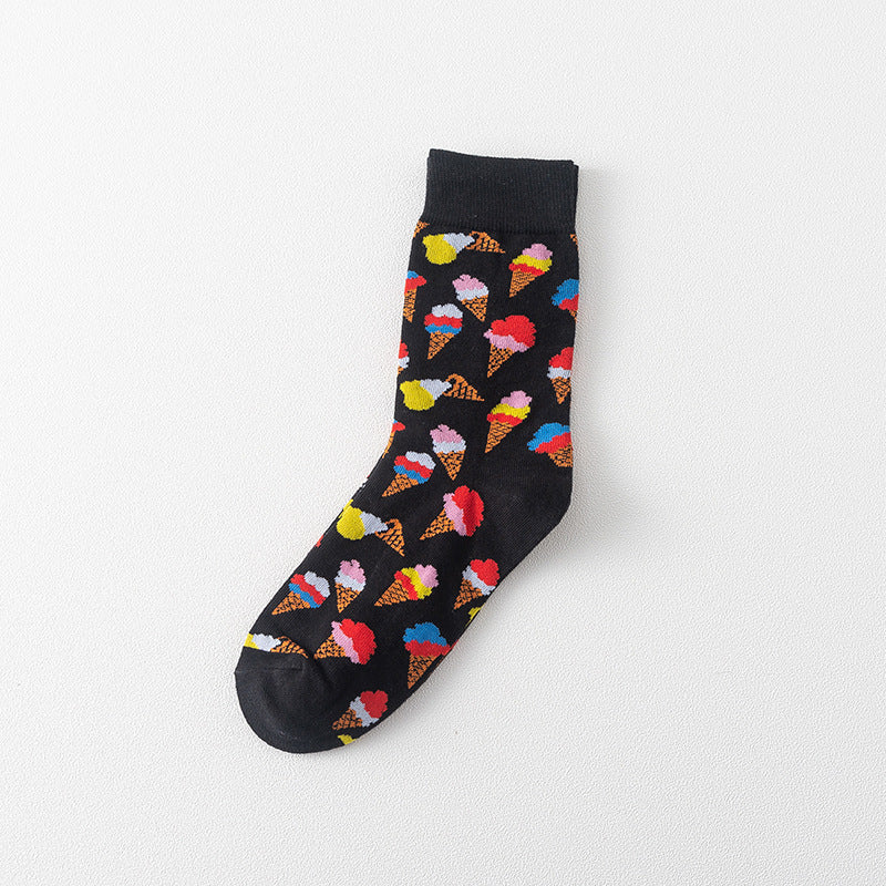 Cartoon Bear Fashion Socks for Girls - Ice Cream Style
