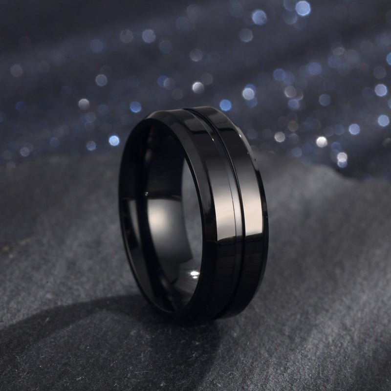 18K Gold-Plated 8mm Simple Groove Ring