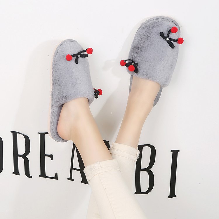 Women's Casual Cotton Slippers with Bow - Autumn/Winter