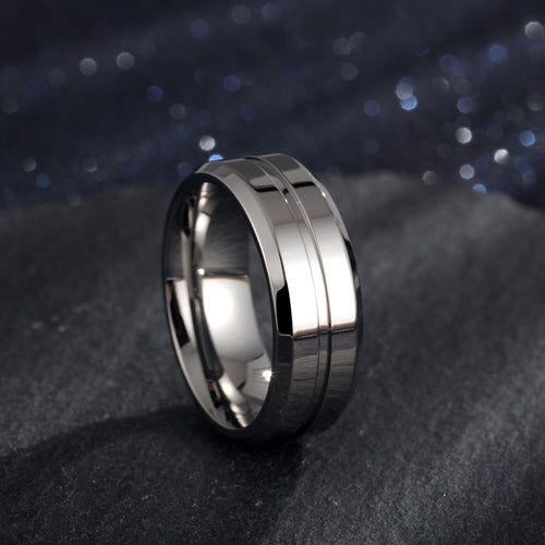 18K Gold-Plated 8mm Simple Groove Ring