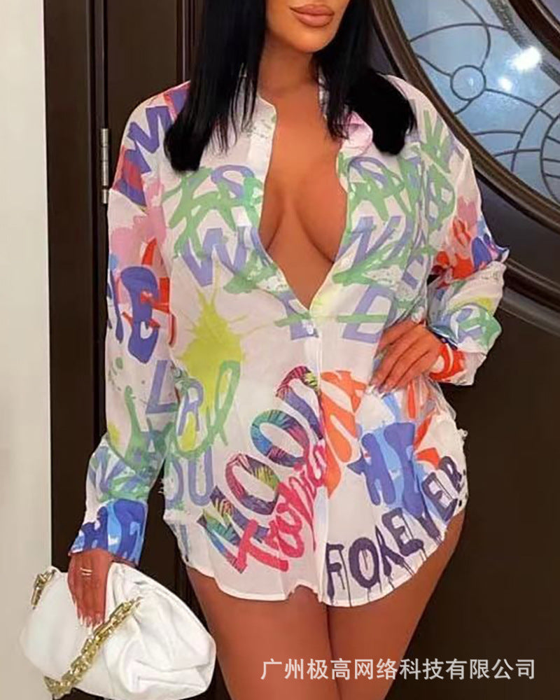 2023 New Colorful Print Loose Maxi Dress