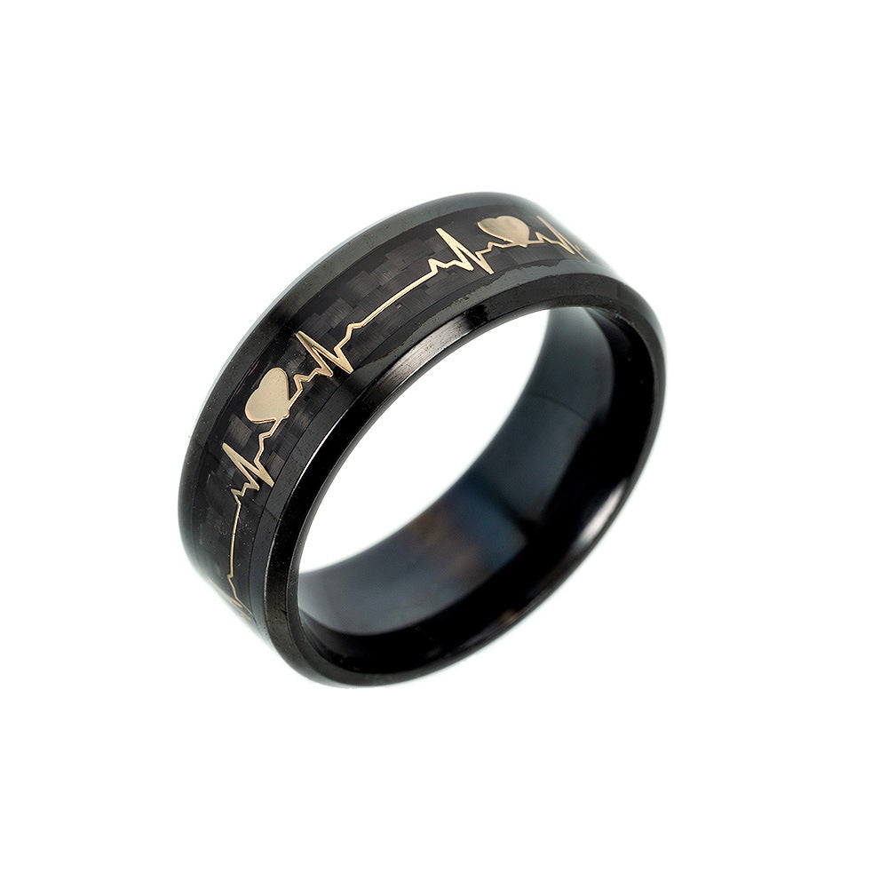 Couple Carbon Fiber ECG Ring