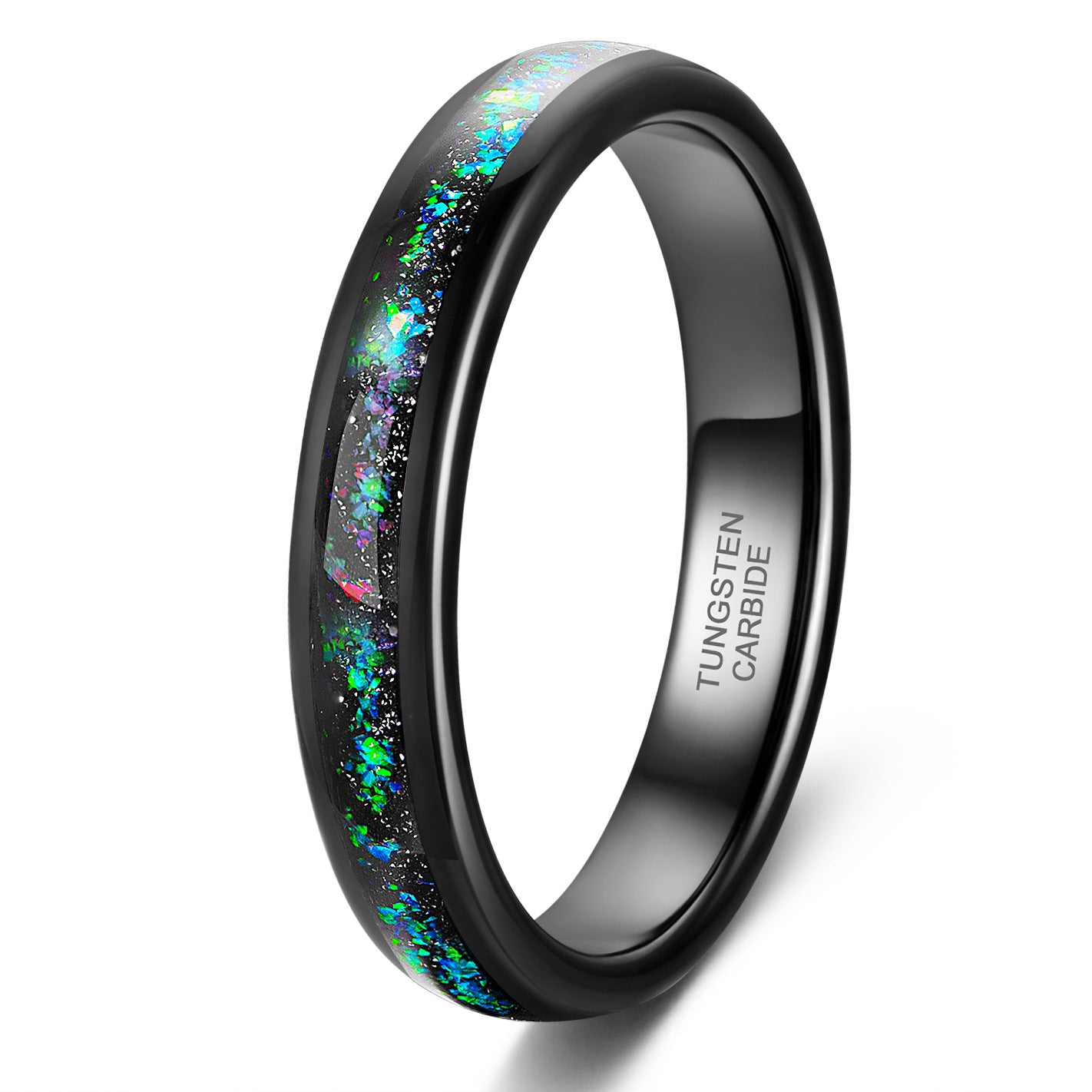 Turquoise 4MM Wide Surface Men's Tungsten Ring