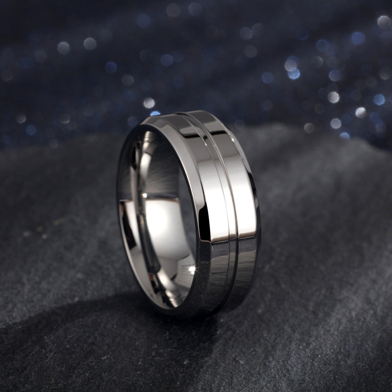 18K Gold-Plated 8mm Simple Groove Ring