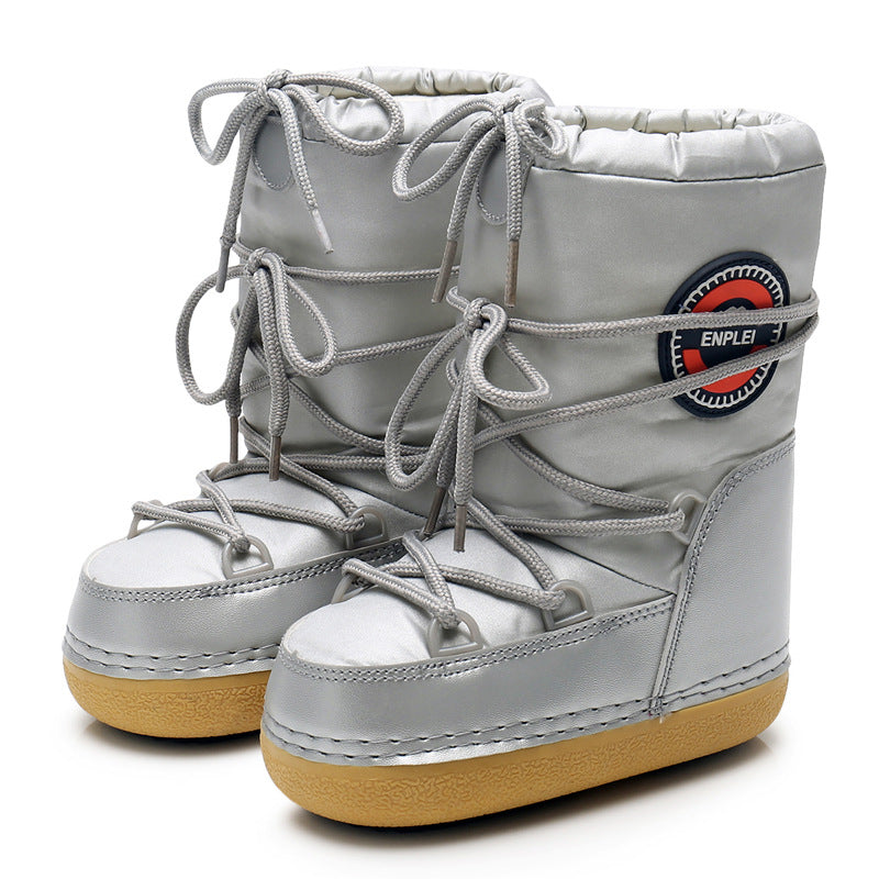 Trendy Parent-Child Flat Heel Ski Boots