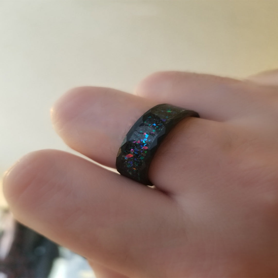 Turquoise 4MM Wide Surface Men's Tungsten Ring