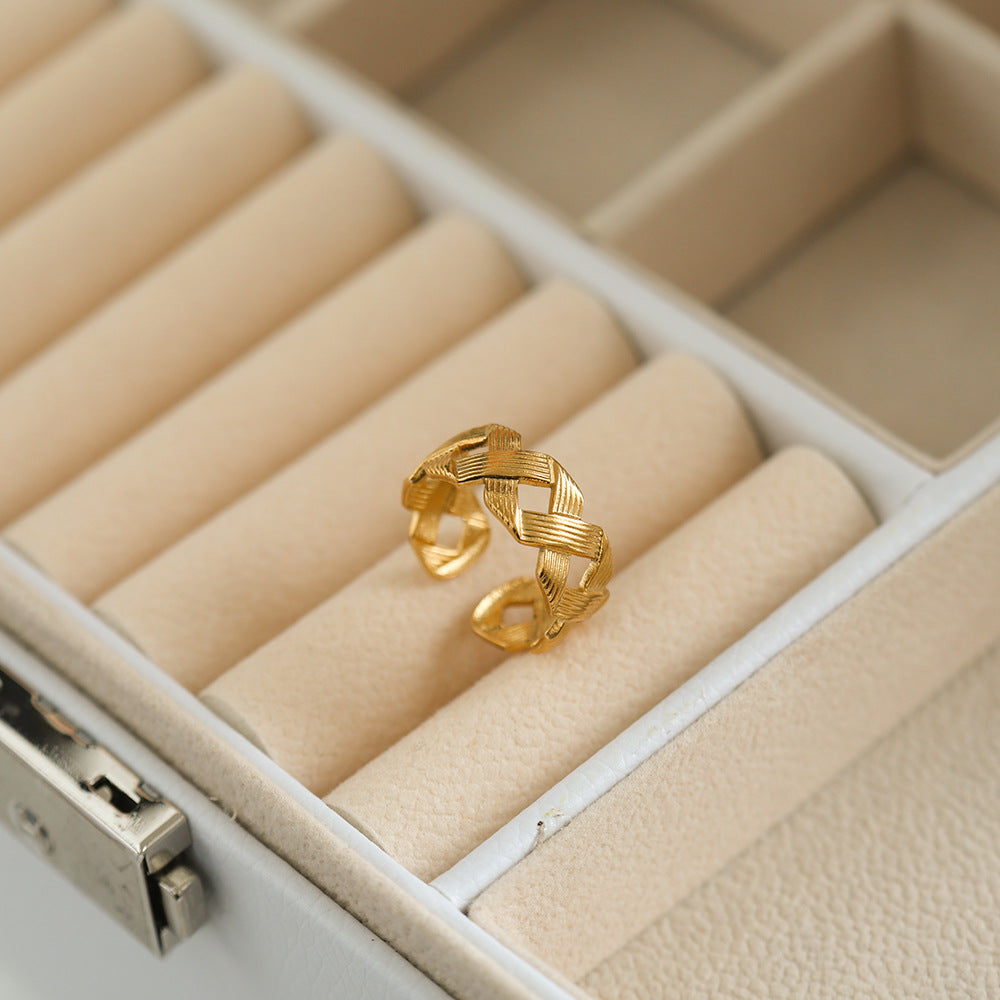 Women's Adjustable Geometric Stainless Steel Party Ring