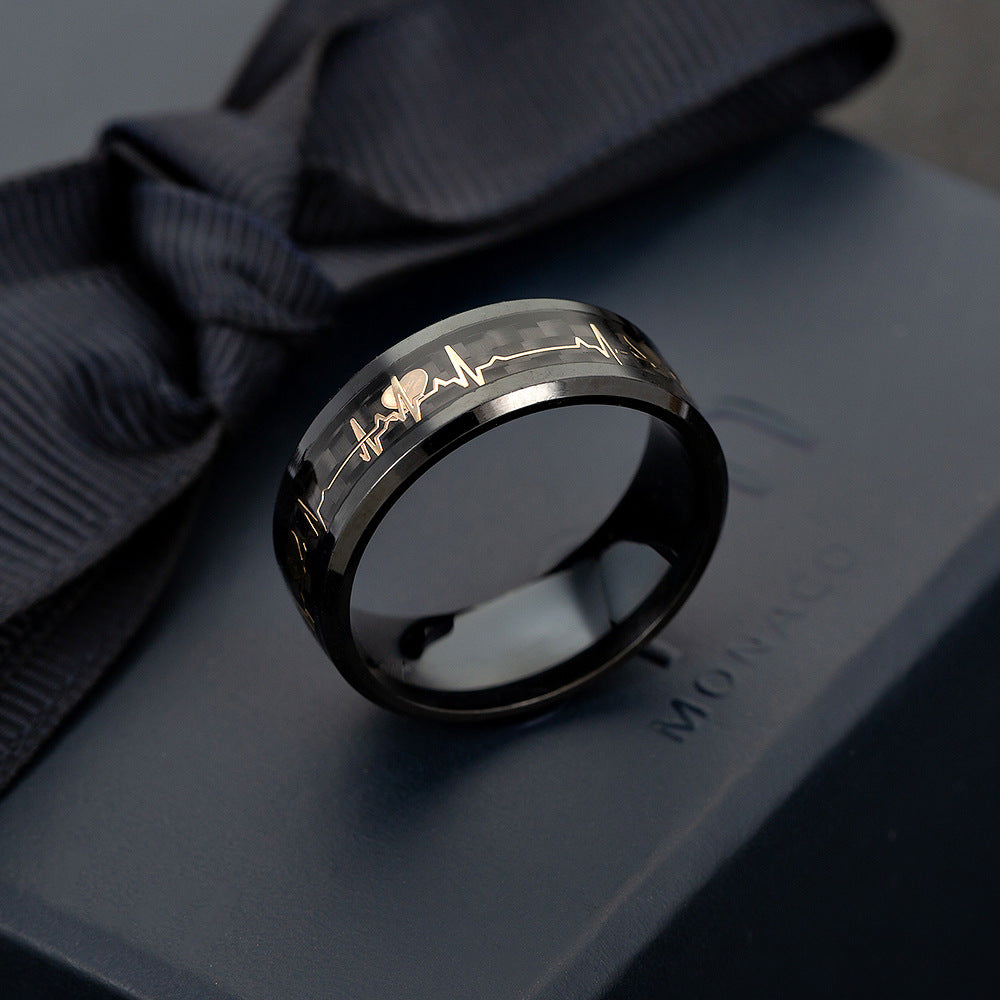 Couple Carbon Fiber ECG Ring